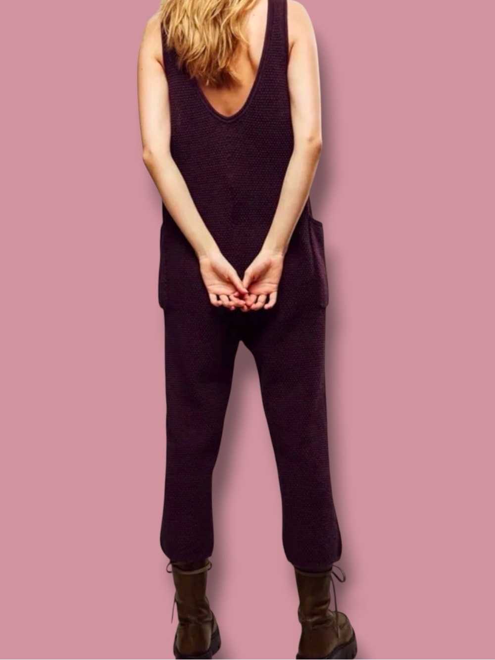 Free People Beach Hailee Sweater Jumpsuit in Vintage Wine. Size XS🍷 - Picture 2 of 13